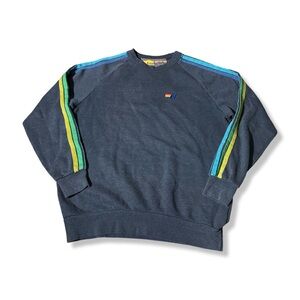 Aviator Nation Dark Blue Crewneck with Colorful Stripes